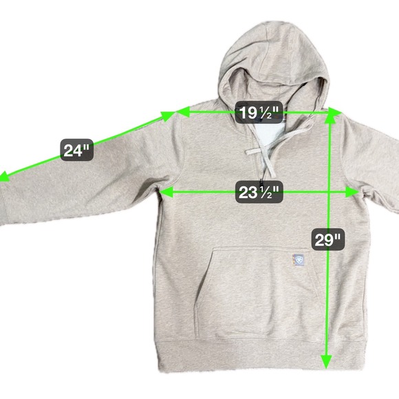 ARIAT Rebar Skill Set 1/2 Zip Hood Tan Heathered Fleece Pullover Hoodie Women - Picture 3 of 10